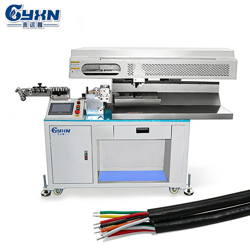 Silicone Round Sheathed Multi Core Wire Cutting, Stripping and Double End Tin Dipping Machine